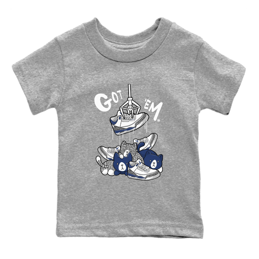 Air Jordan 3 Midnight Navy shirt to match jordans Treasure Hunter sneaker tees AJ3 Midnight Navy SNRT Sneaker T Shirt  baby toddler Heather Grey 2 cotton Shirt