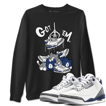 Air Jordan 3 Retro Midnight Navy shirt to match jordans Treasure Hunter sneaker tees AJ3 Midnight Navy SNRT Sneaker T Shirt  unisex cotton Black 1 crew neck shirt