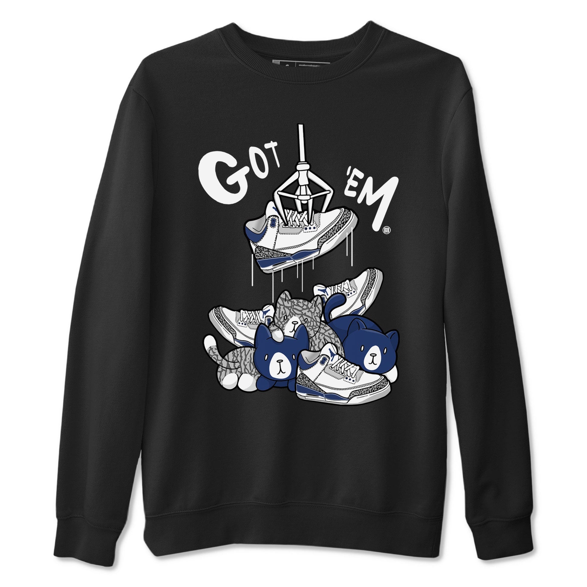 Air Jordan 3 Retro Midnight Navy shirt to match jordans Treasure Hunter sneaker tees AJ3 Midnight Navy SNRT Sneaker T Shirt  unisex cotton Black 2 crew neck shirt