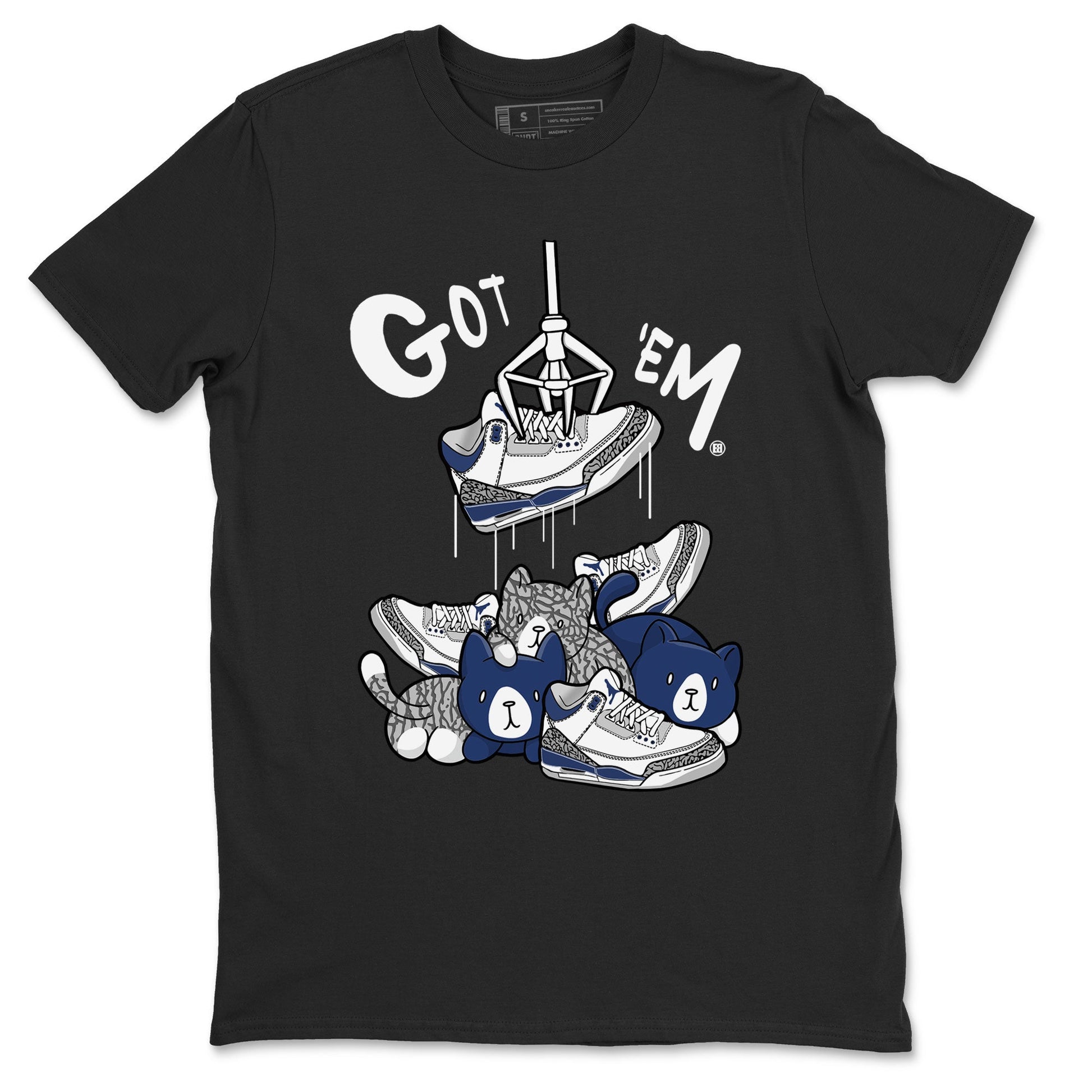Air Jordan 3 Retro Midnight Navy shirt to match jordans Treasure Hunter sneaker tees AJ3 Midnight Navy SNRT Sneaker T Shirt  unisex cotton Black 2 crew neck shirt