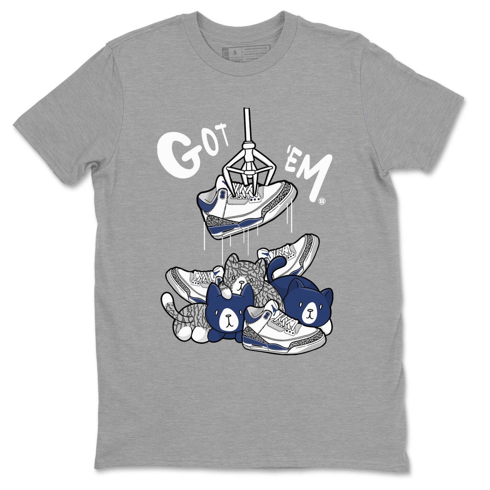 Air Jordan 3 Retro Midnight Navy shirt to match jordans Treasure Hunter sneaker tees AJ3 Midnight Navy SNRT Sneaker T Shirt  unisex cotton Heather Grey 2 crew neck shirt