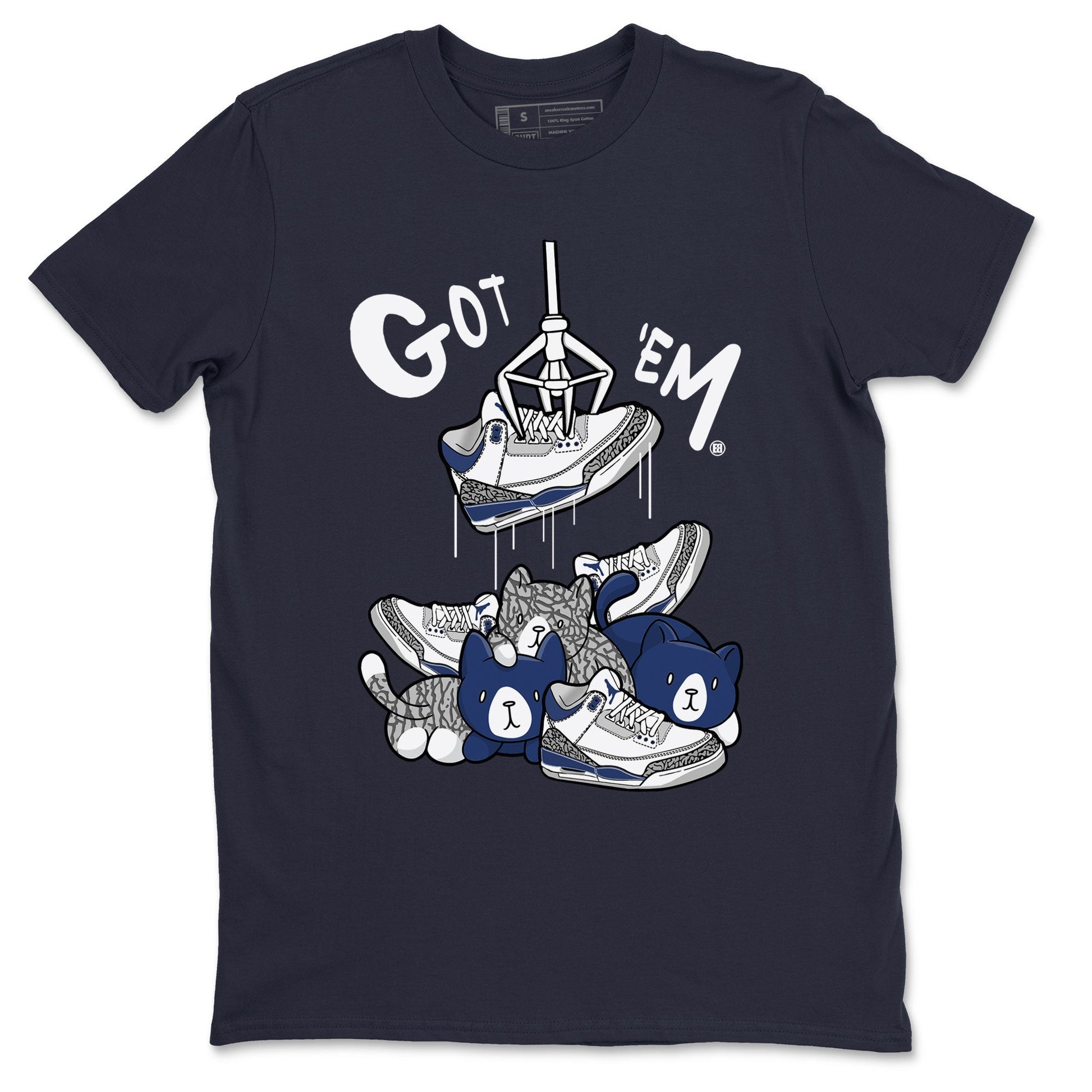 Air Jordan 3 Retro Midnight Navy shirt to match jordans Treasure Hunter sneaker tees AJ3 Midnight Navy SNRT Sneaker T Shirt  unisex cotton Navy 2 crew neck shirt