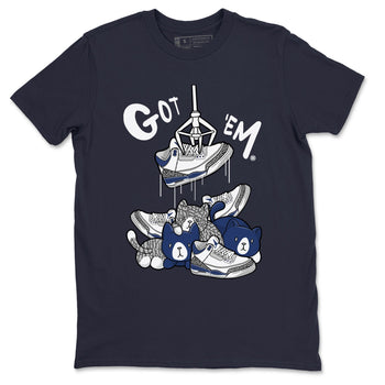 Air Jordan 3 Retro Midnight Navy shirt to match jordans Treasure Hunter sneaker tees AJ3 Midnight Navy SNRT Sneaker T Shirt  unisex cotton Navy 2 crew neck shirt
