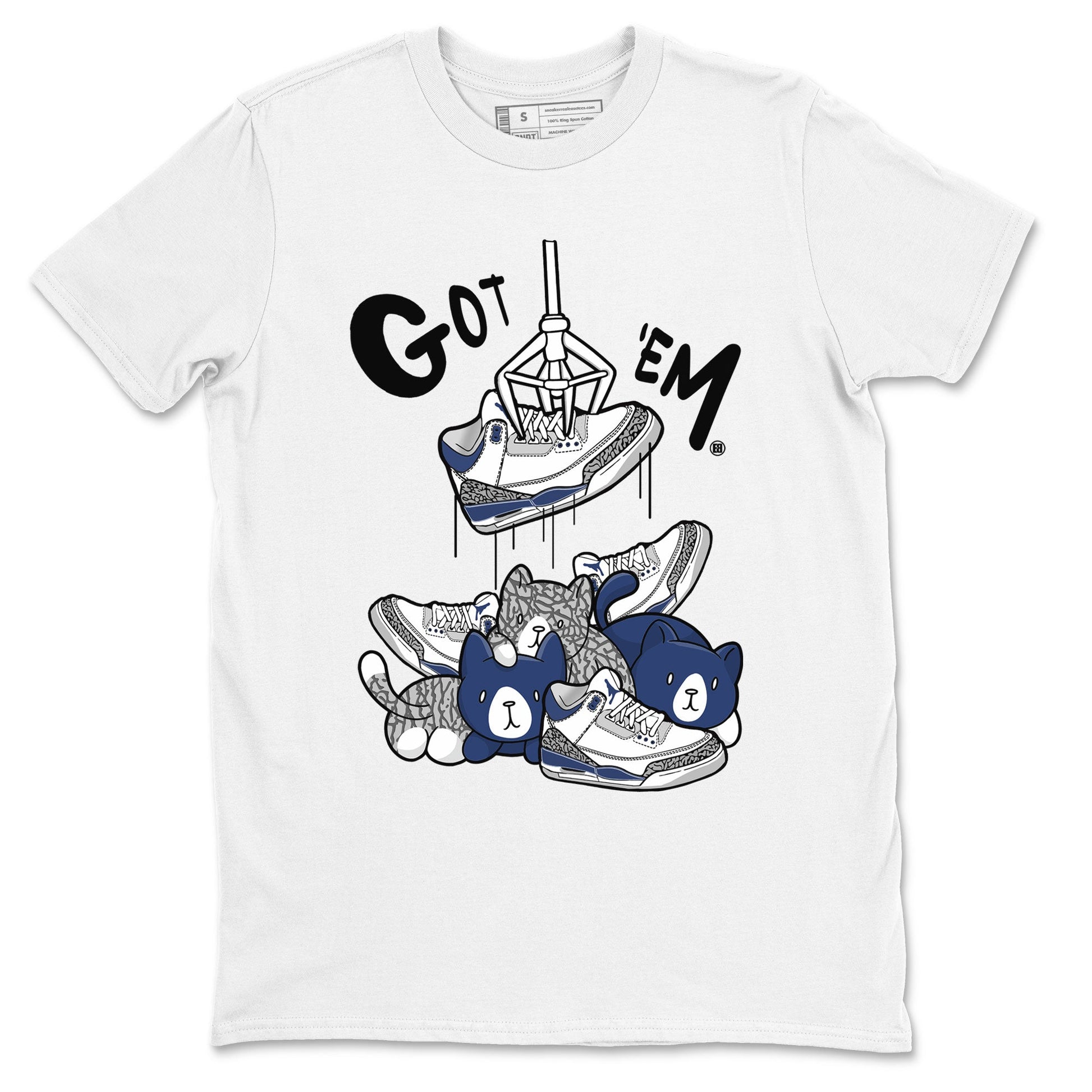 Air Jordan 3 Retro Midnight Navy shirt to match jordans Treasure Hunter sneaker tees AJ3 Midnight Navy SNRT Sneaker T Shirt  unisex cotton White 2 crew neck shirt