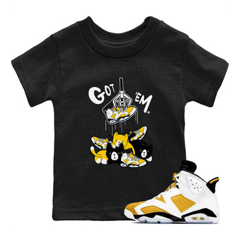 AJ6 Yellow Ochre shirt to match jordans Treasure Hunter sneaker match tee Air Jordan 6 Yellow Ochre SNRT Sneaker Tees baby toddler Black 1 cotton Shirt