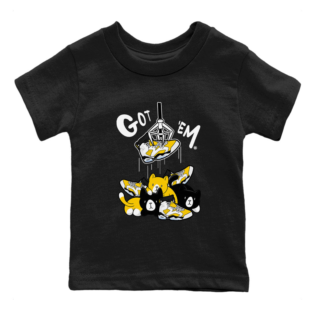 AJ6 Yellow Ochre shirt to match jordans Treasure Hunter sneaker match tee Air Jordan 6 Yellow Ochre SNRT Sneaker Tees baby toddler Black 2 cotton Shirt