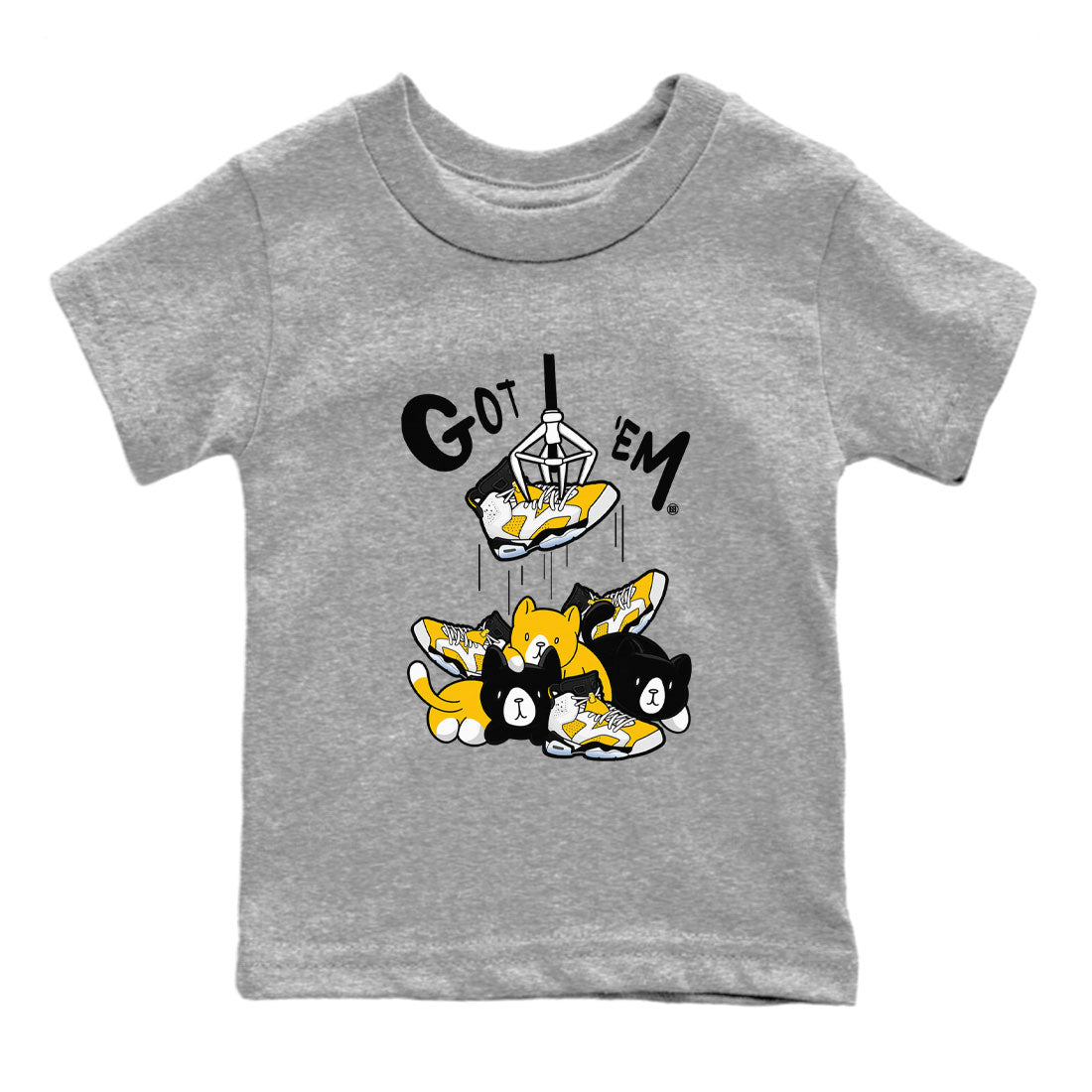 AJ6 Yellow Ochre shirt to match jordans Treasure Hunter sneaker match tee Air Jordan 6 Yellow Ochre SNRT Sneaker Tees baby toddler Heather Grey 2 cotton Shirt