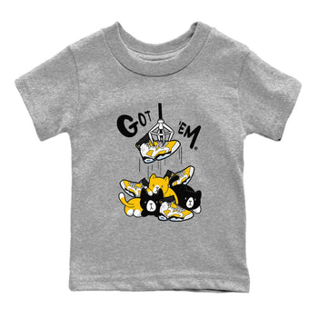 AJ6 Yellow Ochre shirt to match jordans Treasure Hunter sneaker match tee Air Jordan 6 Yellow Ochre SNRT Sneaker Tees baby toddler Heather Grey 2 cotton Shirt