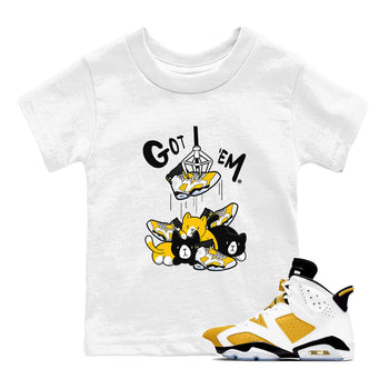 AJ6 Yellow Ochre shirt to match jordans Treasure Hunter sneaker match tee Air Jordan 6 Yellow Ochre SNRT Sneaker Tees baby toddler White 1 cotton Shirt