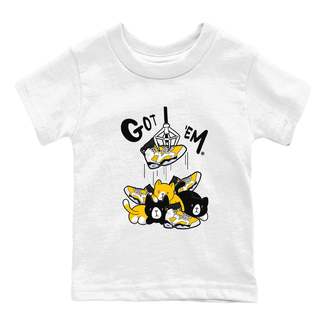 AJ6 Yellow Ochre shirt to match jordans Treasure Hunter sneaker match tee Air Jordan 6 Yellow Ochre SNRT Sneaker Tees baby toddler White 2 cotton Shirt