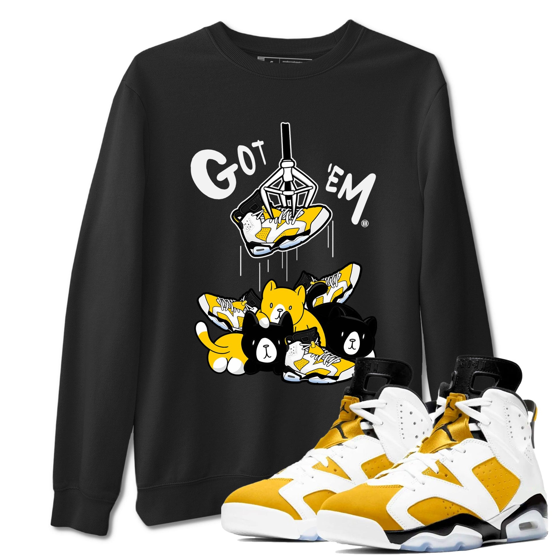 AJ6 Yellow Ochre shirt to match jordans Treasure Hunter sneaker match tee Air Jordan 6 Yellow Ochre SNRT Sneaker Tees unisex cotton Black 1 crew neck shirt