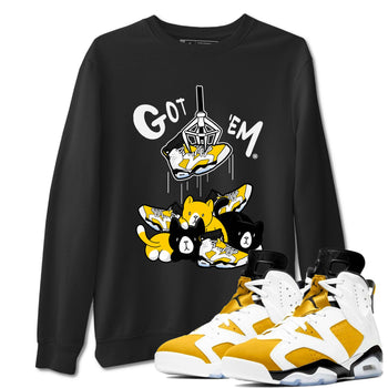 AJ6 Yellow Ochre shirt to match jordans Treasure Hunter sneaker match tee Air Jordan 6 Yellow Ochre SNRT Sneaker Tees unisex cotton Black 1 crew neck shirt