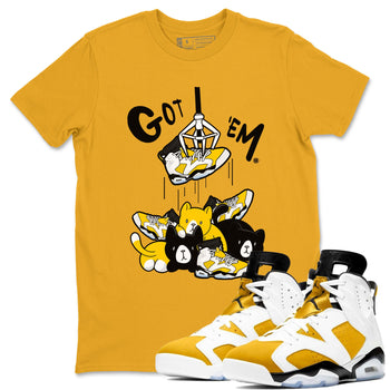 AJ6 Yellow Ochre shirt to match jordans Treasure Hunter sneaker match tee Air Jordan 6 Yellow Ochre SNRT Sneaker Tees unisex cotton Gold 1 crew neck shirt