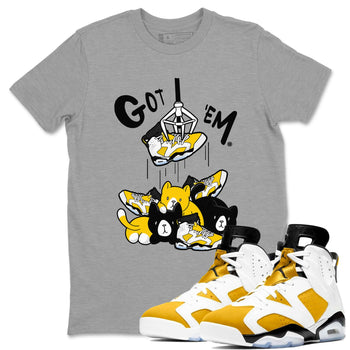 AJ6 Yellow Ochre shirt to match jordans Treasure Hunter sneaker match tee Air Jordan 6 Yellow Ochre SNRT Sneaker Tees unisex cotton Heather Grey 1 crew neck shirt