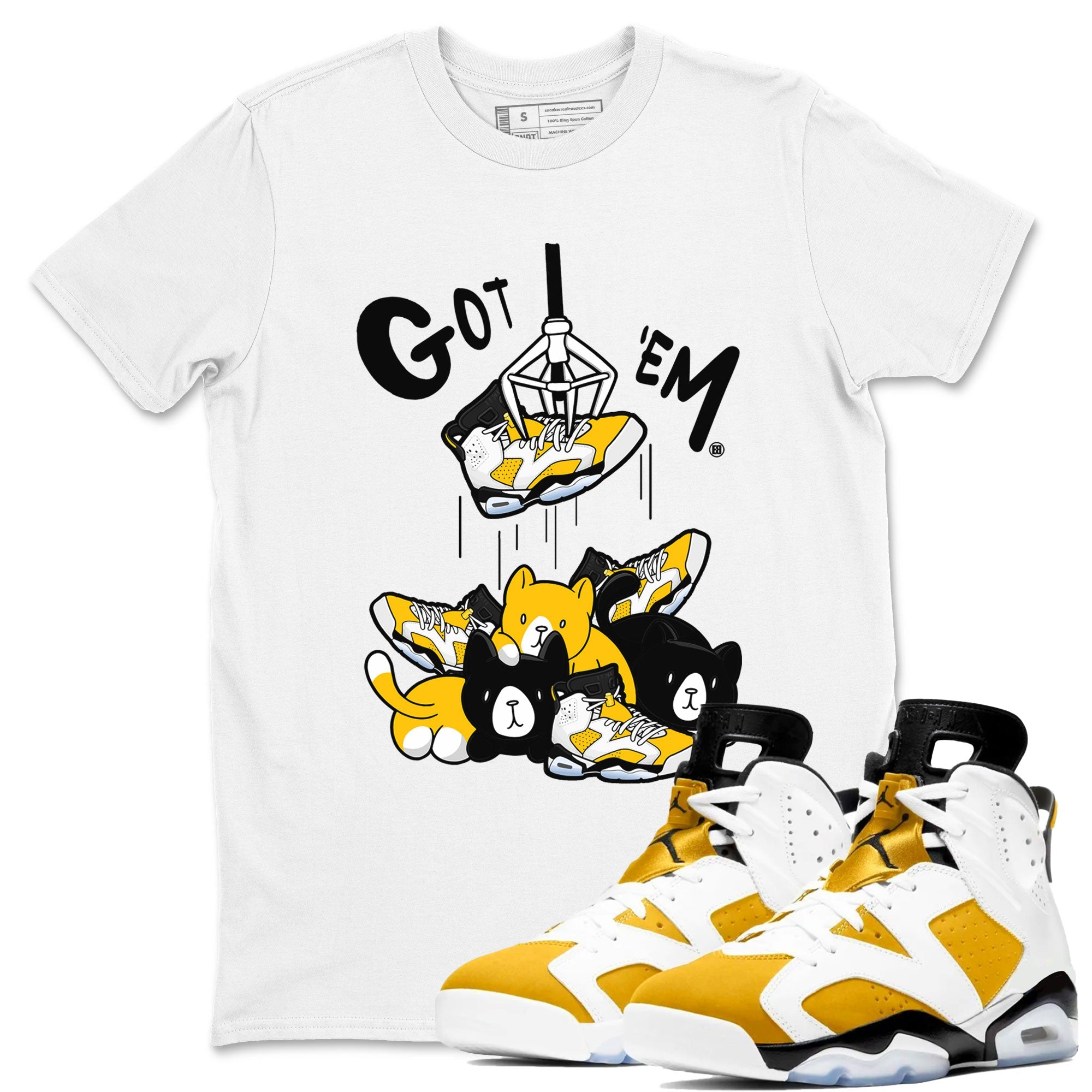 AJ6 Yellow Ochre shirt to match jordans Treasure Hunter sneaker match tee Air Jordan 6 Yellow Ochre SNRT Sneaker Tees unisex cotton White 1 crew neck shirt
