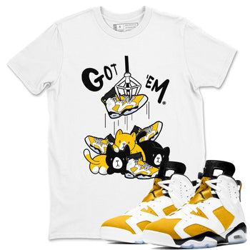 AJ6 Yellow Ochre shirt to match jordans Treasure Hunter sneaker match tee Air Jordan 6 Yellow Ochre SNRT Sneaker Tees unisex cotton White 1 crew neck shirt
