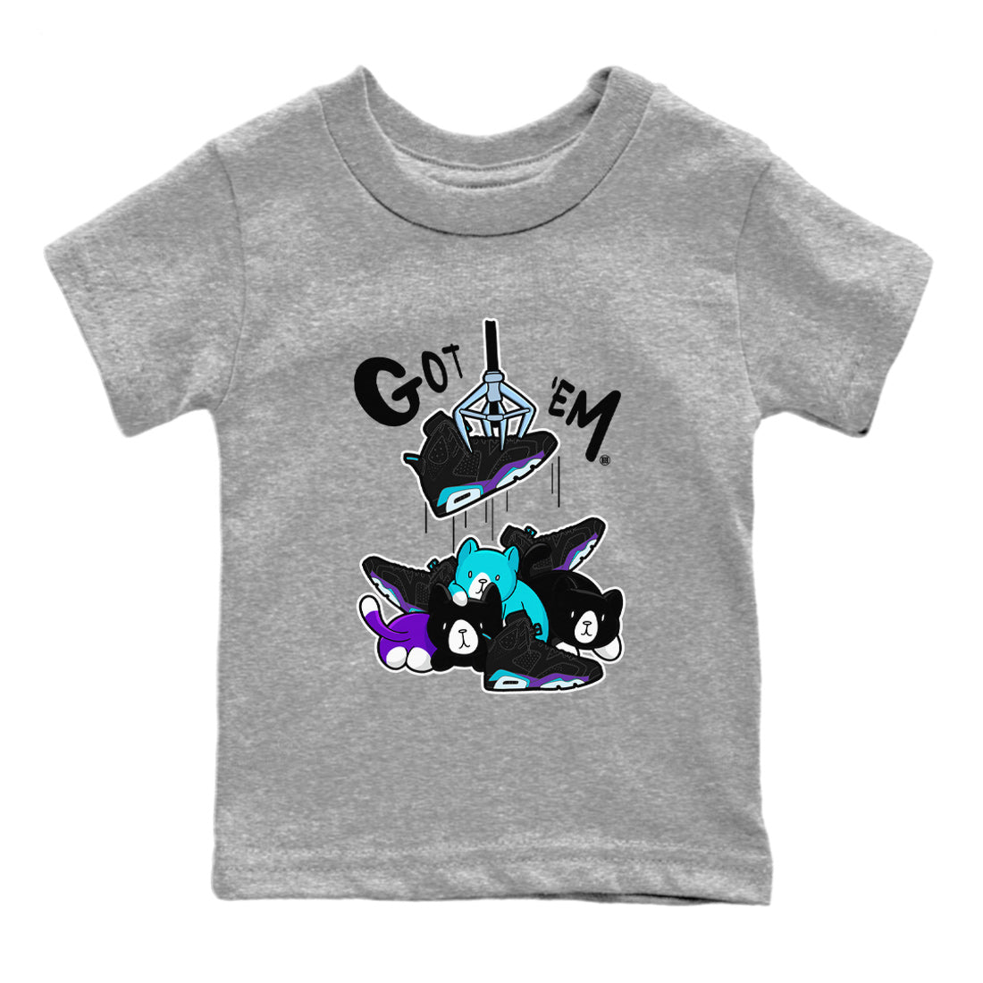 6s Aqua Sneaker Match Tees Treasure Hunter Sneaker Tees Air Jordan 6 Aqua Sneaker Release Tees Kids Shirts Heather Grey 2