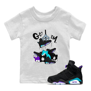 6s Aqua Sneaker Match Tees Treasure Hunter Sneaker Tees Air Jordan 6 Aqua Sneaker Release Tees Kids Shirts White 1