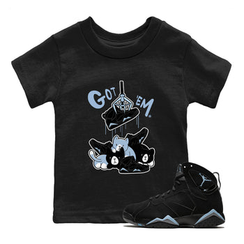 AJ7 Chambray Sneaker Match Tees Treasure Hunter Sneaker Tees Air Jordan 7 Chambray Sneaker Release Tees Kids Shirts Black 1
