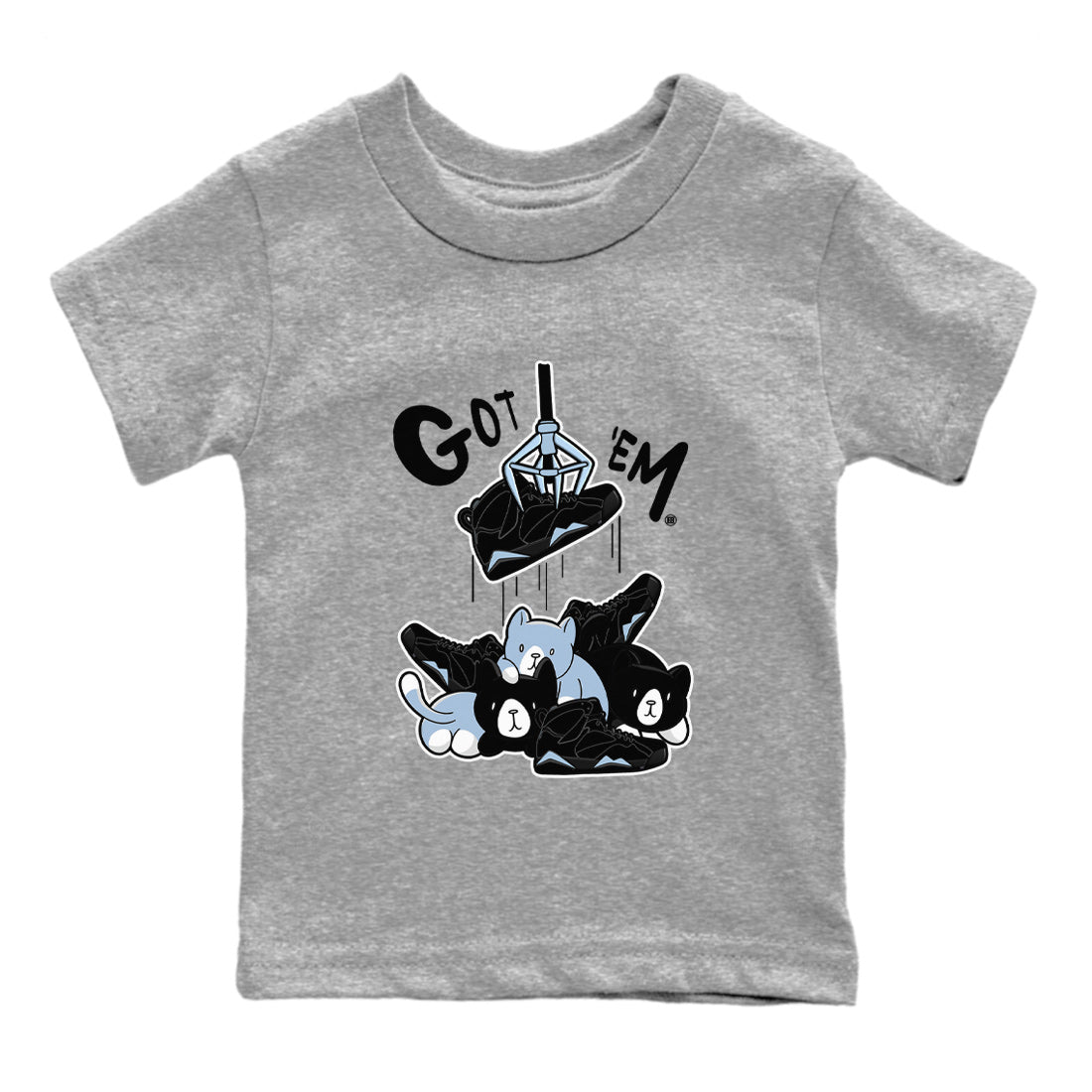 AJ7 Chambray Sneaker Match Tees Treasure Hunter Sneaker Tees Air Jordan 7 Chambray Sneaker Release Tees Kids Shirts Heather Grey 2