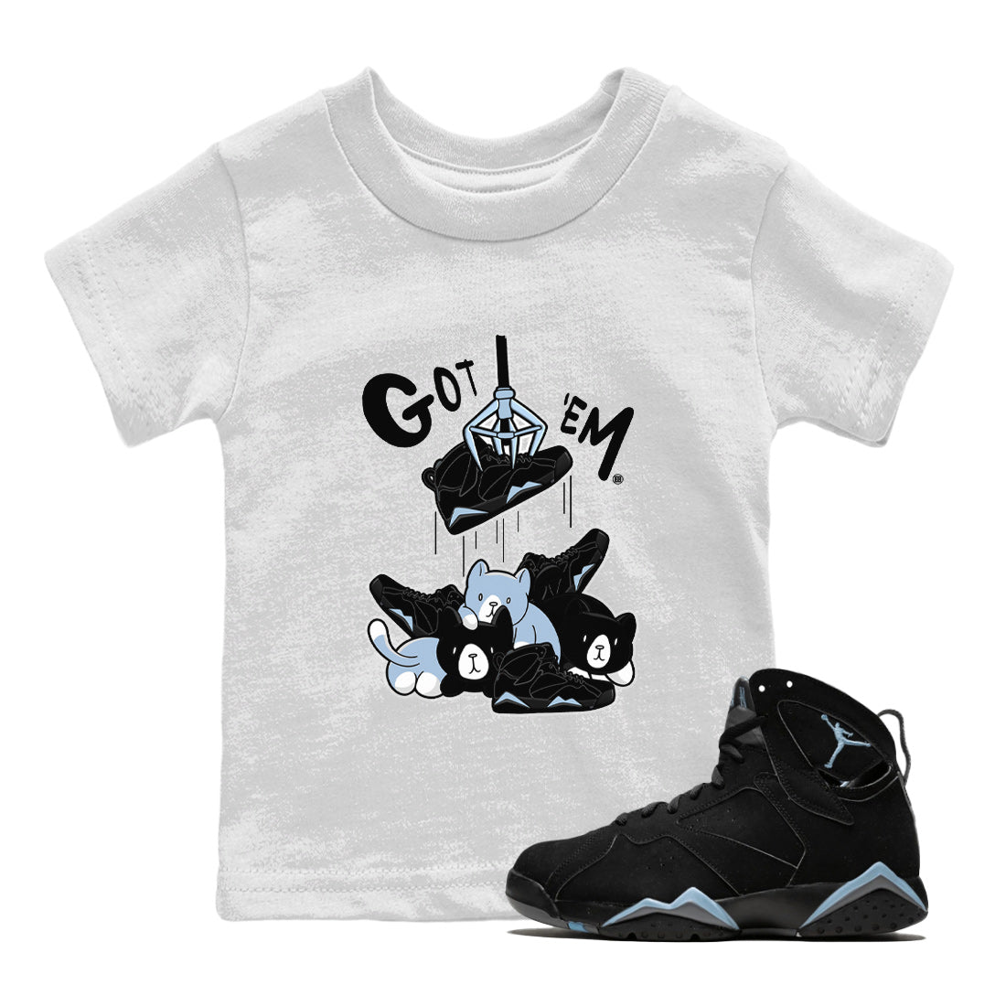 AJ7 Chambray Sneaker Match Tees Treasure Hunter Sneaker Tees Air Jordan 7 Chambray Sneaker Release Tees Kids Shirts White 1