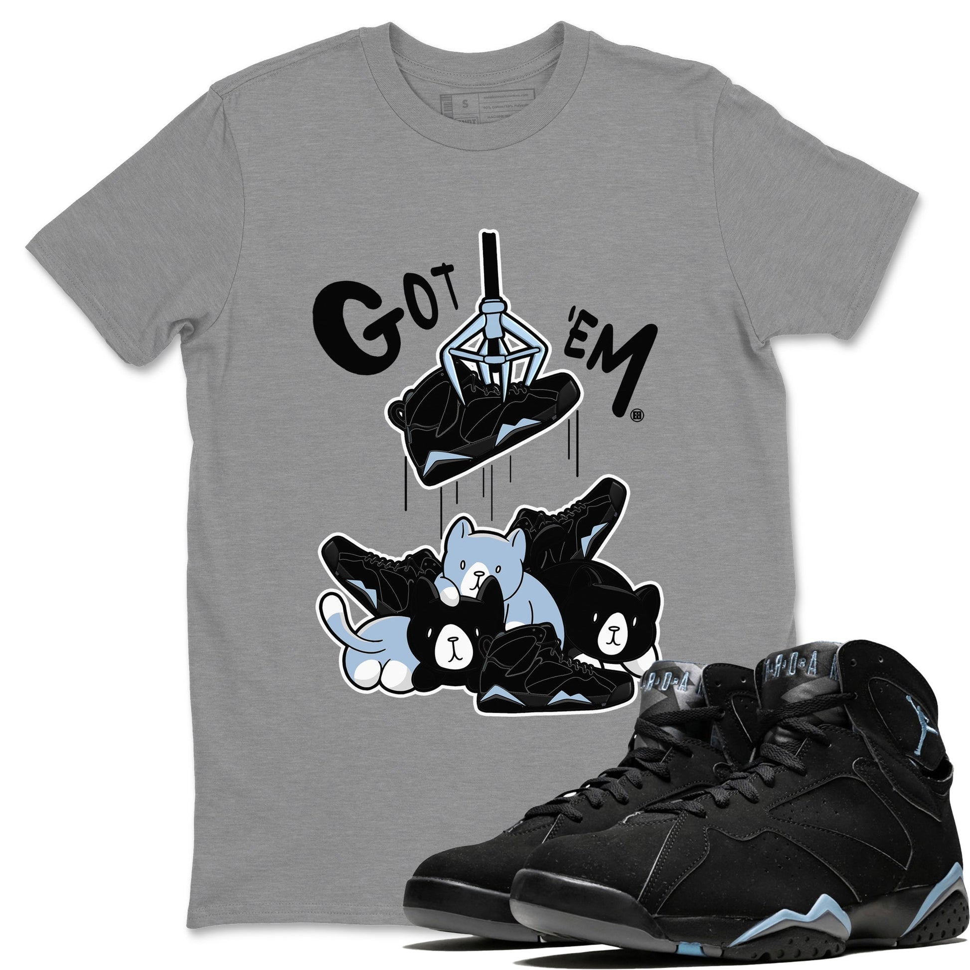 AJ7 Chambray Sneaker Match Tees Treasure Hunter Sneaker Tees Air Jordan 7 Chambray Sneaker Release Tees Unisex Shirts Heather Grey 1
