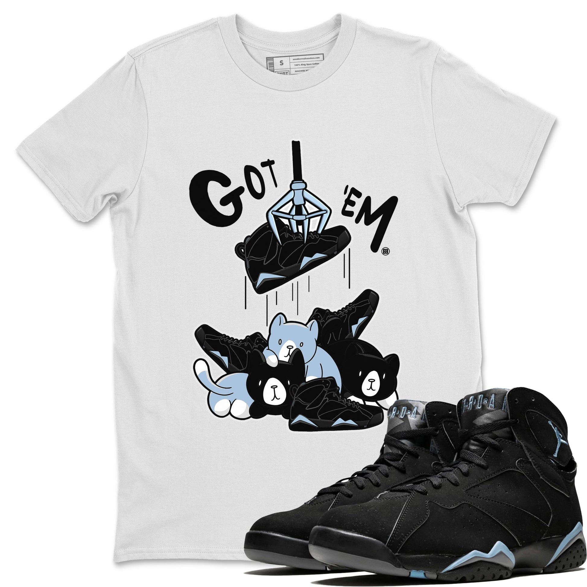 AJ7 Chambray Sneaker Match Tees Treasure Hunter Sneaker Tees Air Jordan 7 Chambray Sneaker Release Tees Unisex Shirts White 1