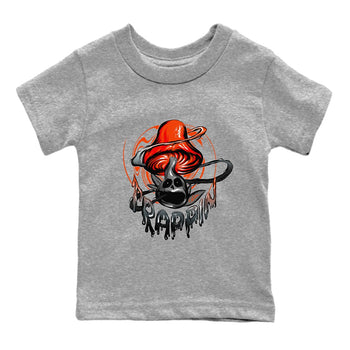 Air Jordan 12 Brilliant Orange Sneaker Match Tees Trippin Mushroom Sneaker Tees AJ12 Brilliant Orange Sneaker Release Tees Kids Shirts Heather Grey 2