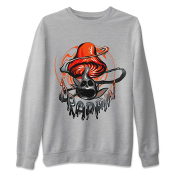 Air Jordan 12 Brilliant Orange Sneaker Match Tees Trippin Mushroom Sneaker Tees AJ12 Brilliant Orange Sneaker Release Tees Unisex Shirts Heather Grey 2