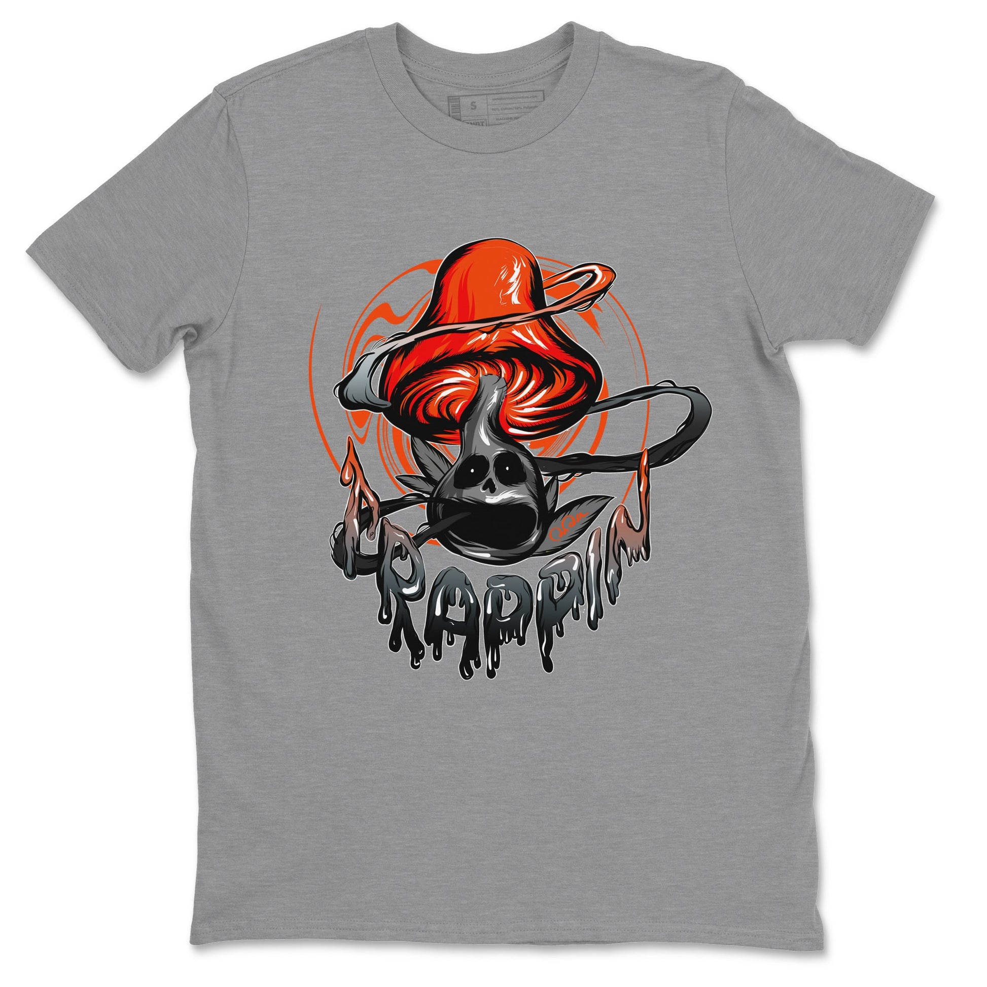 Air Jordan 12 Brilliant Orange Sneaker Match Tees Trippin Mushroom Sneaker Tees AJ12 Brilliant Orange Sneaker Release Tees Unisex Shirts Heather Grey 2