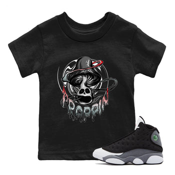 Air Jordan 13 Black Flint Sneaker Match Tees Trippin Mushroom Sneaker Tees AJ13 Retro Black Flint Sneaker Release Tees Kids Shirts Black 1