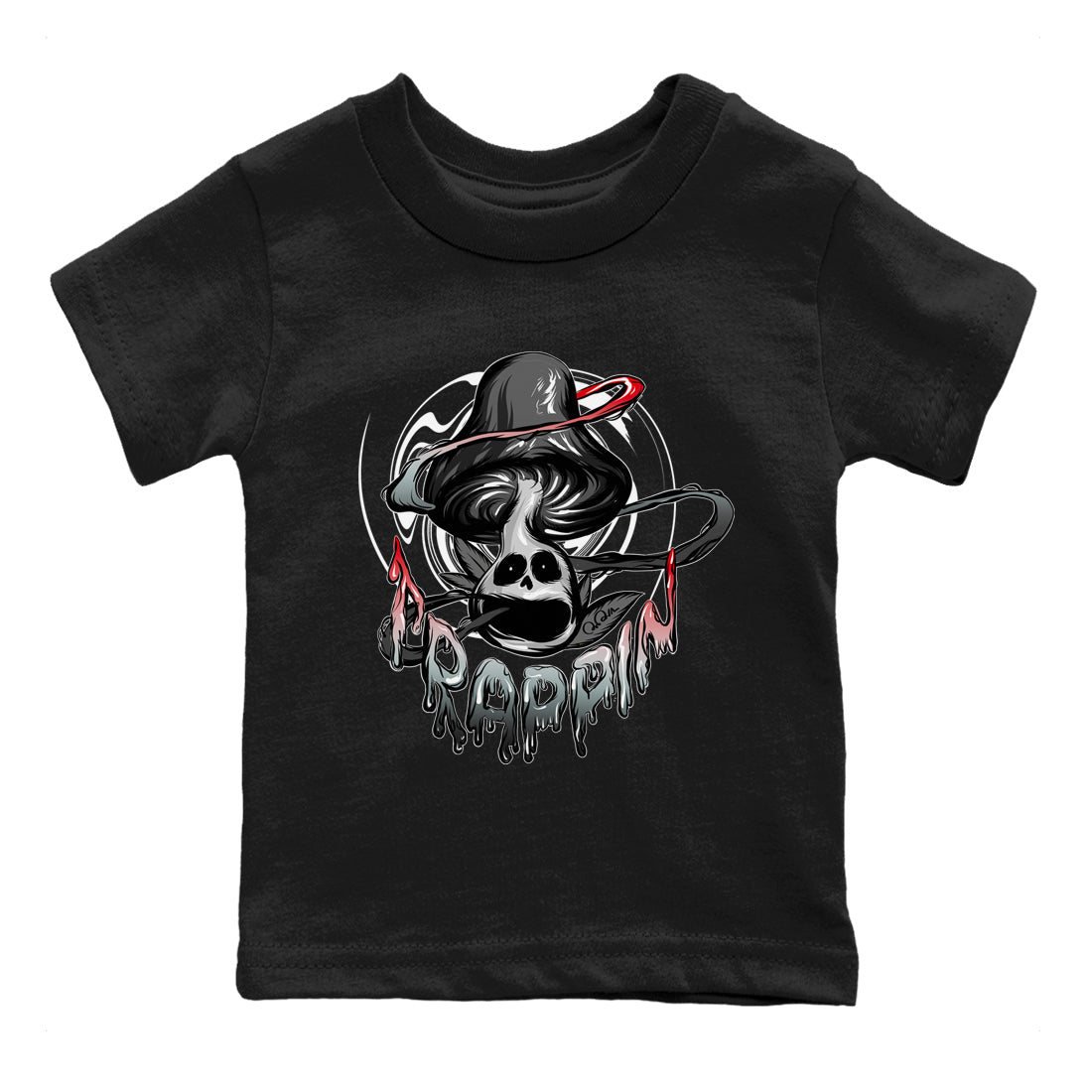 Air Jordan 13 Black Flint Sneaker Match Tees Trippin Mushroom Sneaker Tees AJ13 Retro Black Flint Sneaker Release Tees Kids Shirts Black 2