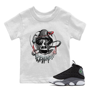 Air Jordan 13 Black Flint Sneaker Match Tees Trippin Mushroom Sneaker Tees AJ13 Retro Black Flint Sneaker Release Tees Kids Shirts White 1