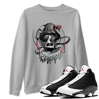 Air Jordan 13 Black Flint Sneaker Match Tees Trippin Mushroom Sneaker Tees AJ13 Retro Black Flint Sneaker Release Tees Unisex Shirts Heather Grey 1