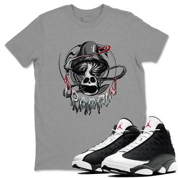 Air Jordan 13 Black Flint Sneaker Match Tees Trippin Mushroom Sneaker Tees AJ13 Retro Black Flint Sneaker Release Tees Unisex Shirts Heather Grey 1