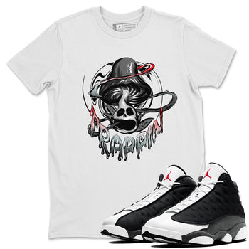 Air Jordan 13 Black Flint Sneaker Match Tees Trippin Mushroom Sneaker Tees AJ13 Retro Black Flint Sneaker Release Tees Unisex Shirts White 1