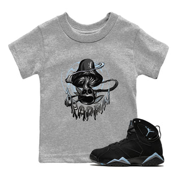 Air Jordan 7 Chambray Sneaker Match Tees Trippin Mushroom Sneaker Tees AJ7 Chambray Sneaker Release Tees Kids Shirts Heather Grey 1