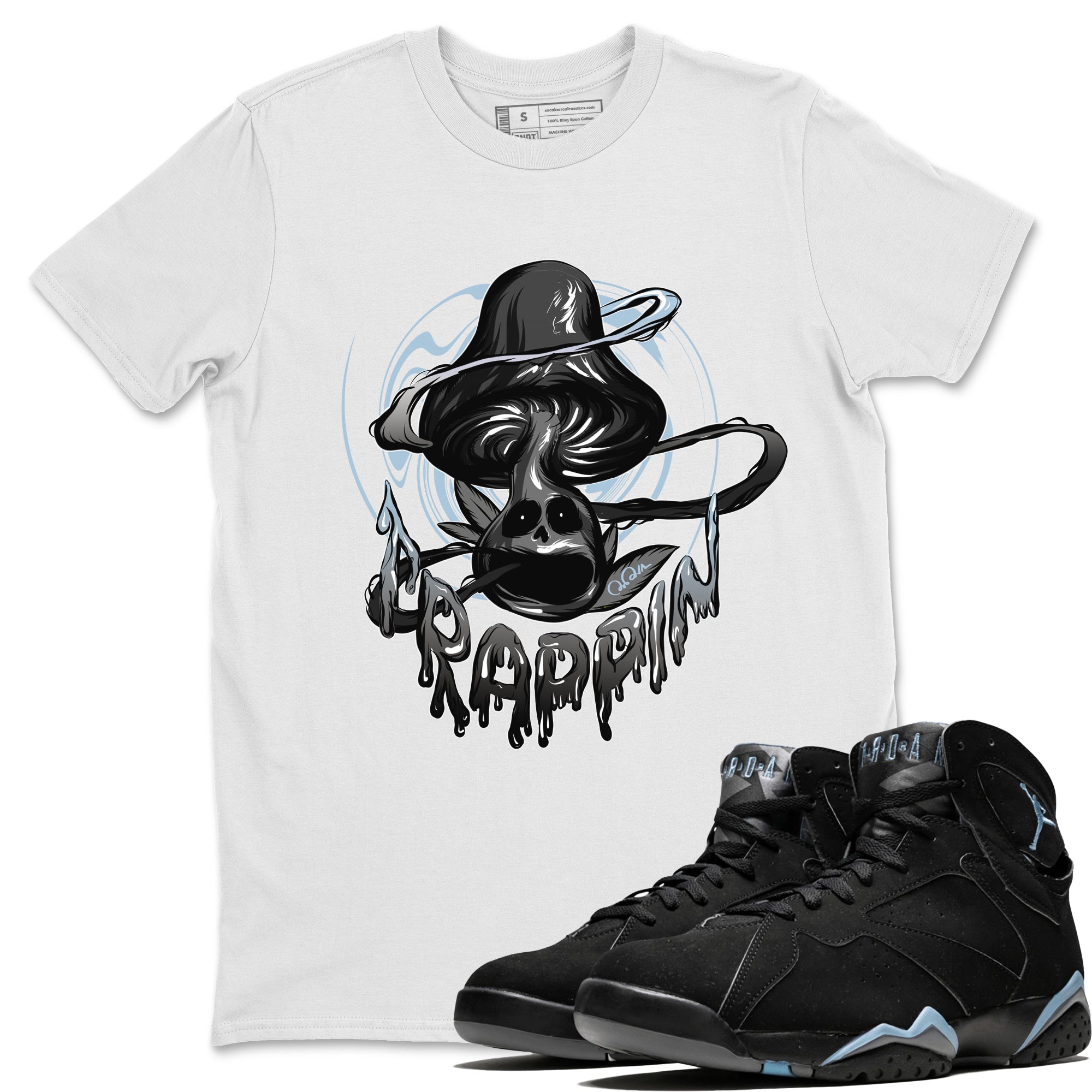 Air Jordan 7 Chambray Sneaker Match Tees Trippin Mushroom Sneaker Tees AJ7 Chambray Sneaker Release Tees Unisex Shirts White 1