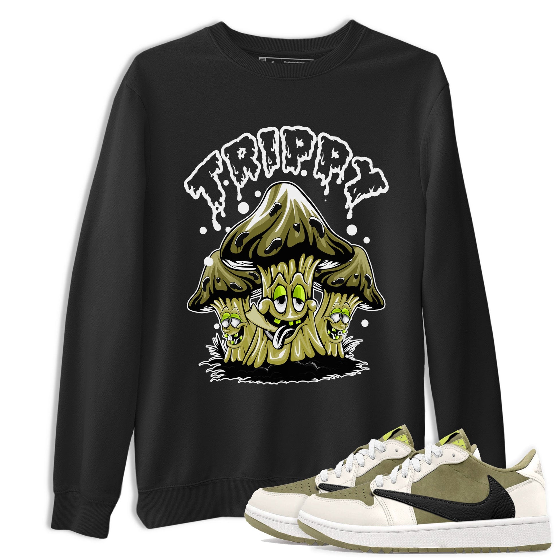 Air Jordan 1 Low X Travis Scott Golf X Olive shirt to match jordans Trippy sneaker tees Air Jordan 1 Travis Scott Golf Olive SNRT Sneaker Release Tees Unisex Black 1 T-Shirt