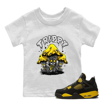 Air Jordan 4 Thunder Sneaker Match Tees Trippy Sneaker Tees Air Jordan 4 Retro Thunder Tee Kids Shirts White 1