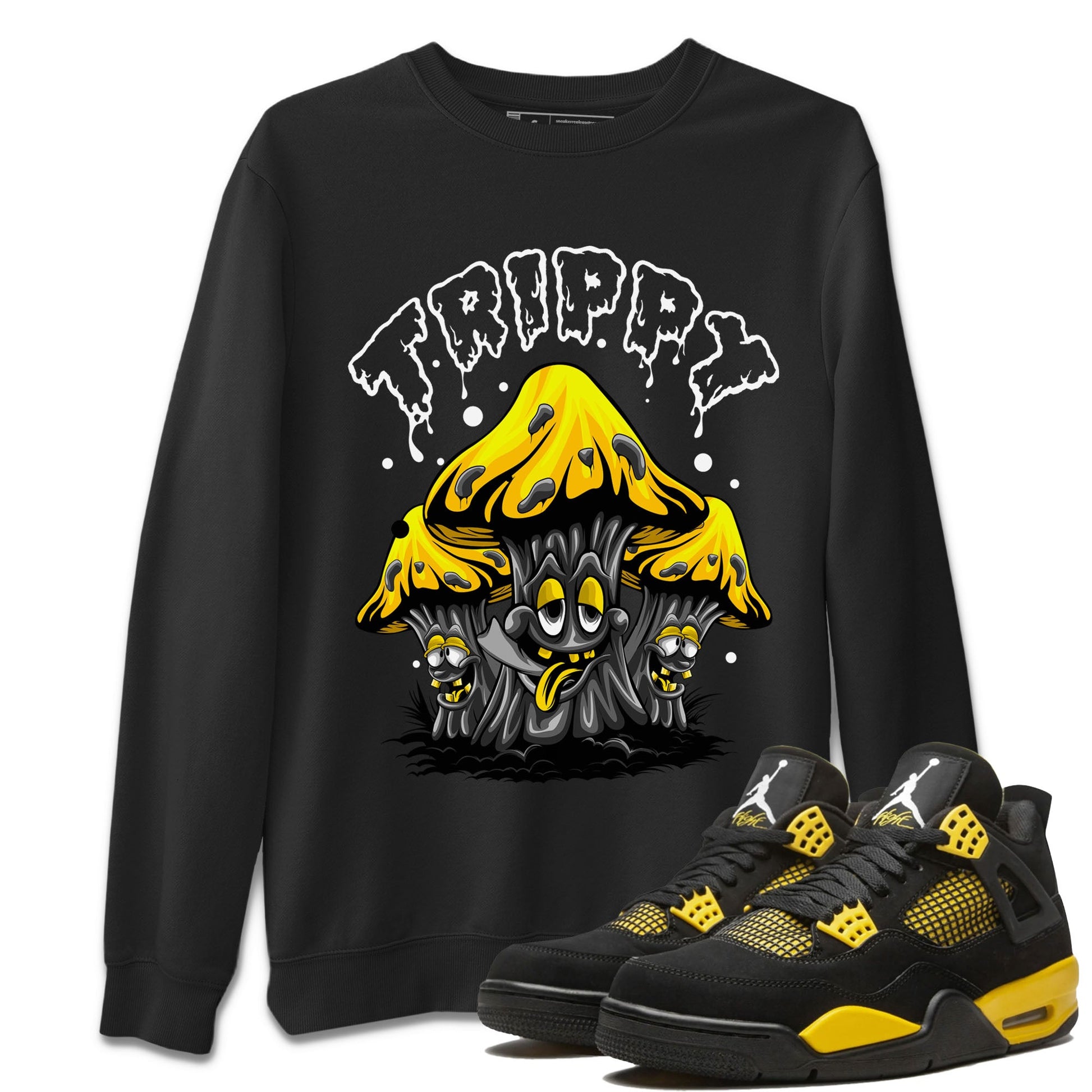 Air Jordan 4 Thunder Sneaker Match Tees Trippy Sneaker Tees Air Jordan 4 Retro Thunder Tee Unisex Shirts Black 1