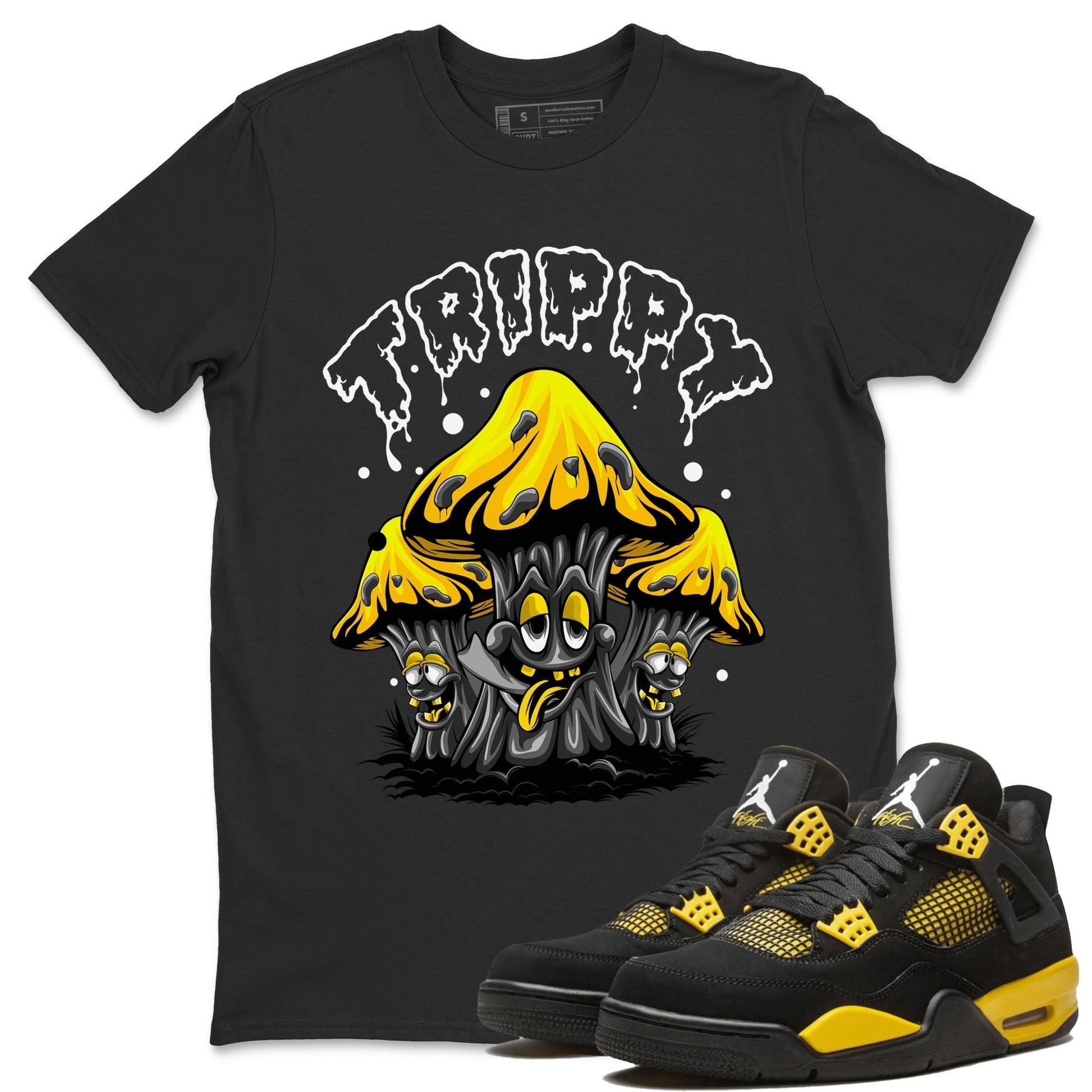 Air Jordan 4 Thunder Sneaker Match Tees Trippy Sneaker Tees Air Jordan 4 Retro Thunder Tee Unisex Shirts Black 1