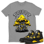 Air Jordan 4 Thunder Sneaker Match Tees Trippy Sneaker Tees Air Jordan 4 Retro Thunder Tee Unisex Shirts Heather Grey 1