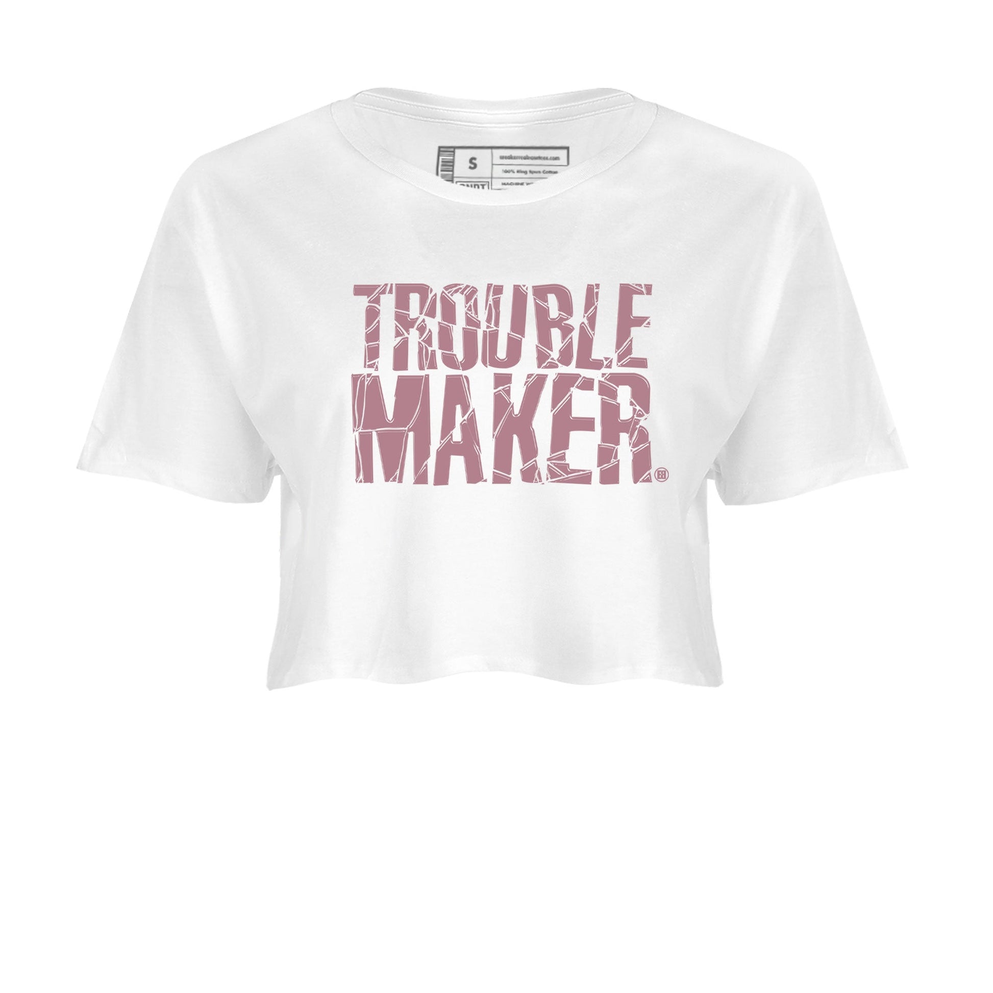 Air Jordan 1 Mauve shirt to match jordans Trouble Maker sneaker tees 1s High OG Mauve SNRT Sneaker Tees White 2 Crop T-Shirt