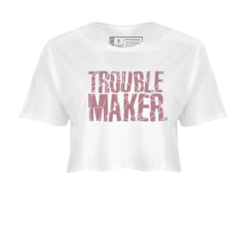 Air Jordan 1 Mauve shirt to match jordans Trouble Maker sneaker tees 1s High OG Mauve SNRT Sneaker Tees White 2 Crop T-Shirt
