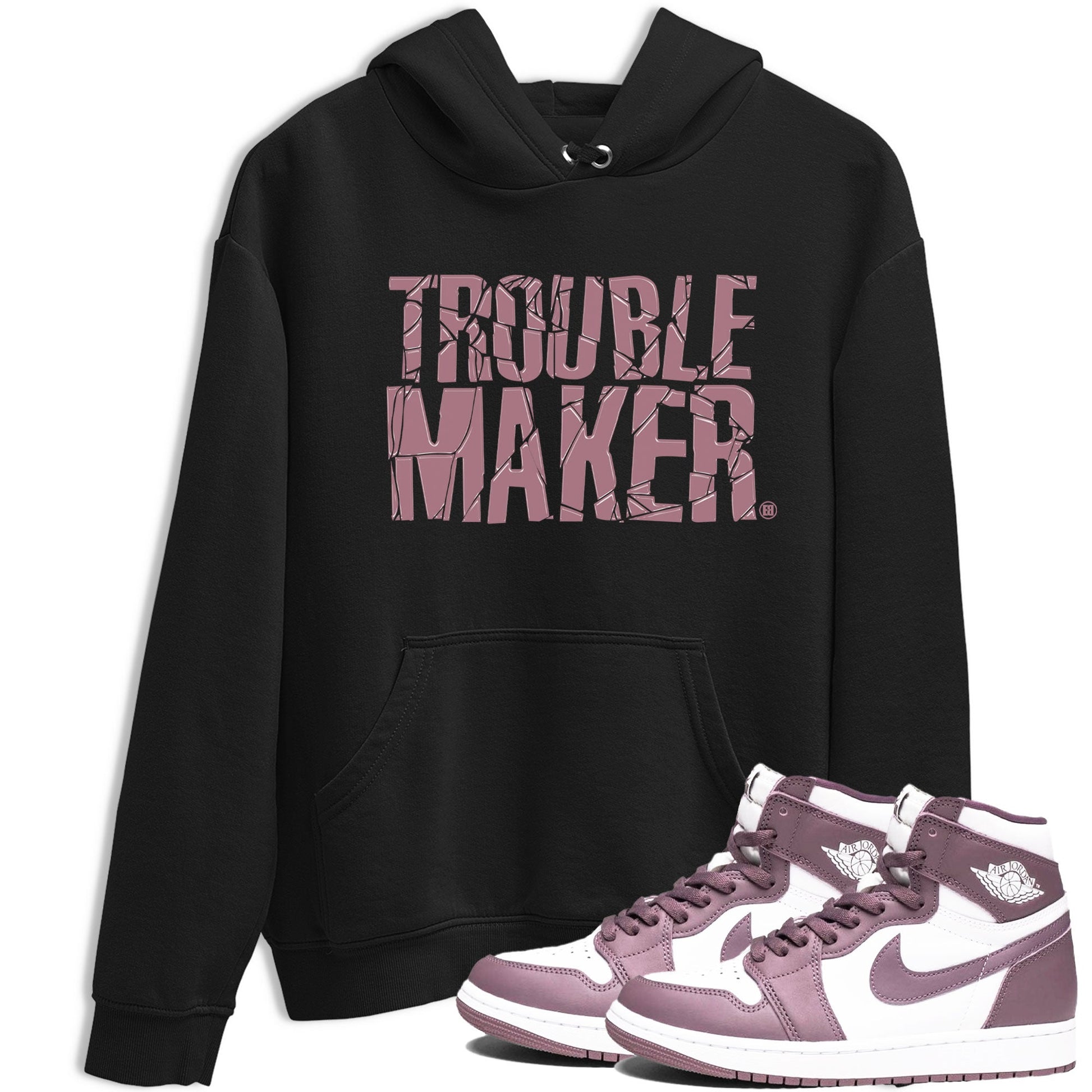 Air Jordan 1 Mauve shirt to match jordans Trouble Maker sneaker tees 1s High OG Mauve SNRT Sneaker Tees Unisex Streetwear Clothing Black 1 T-Shirt
