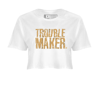 13s Wheat shirt to match jordans Trouble Maker sneaker release tees Air Jordan 13 Wheat SNRT Sneaker Tees White 2 Crop T-Shirt