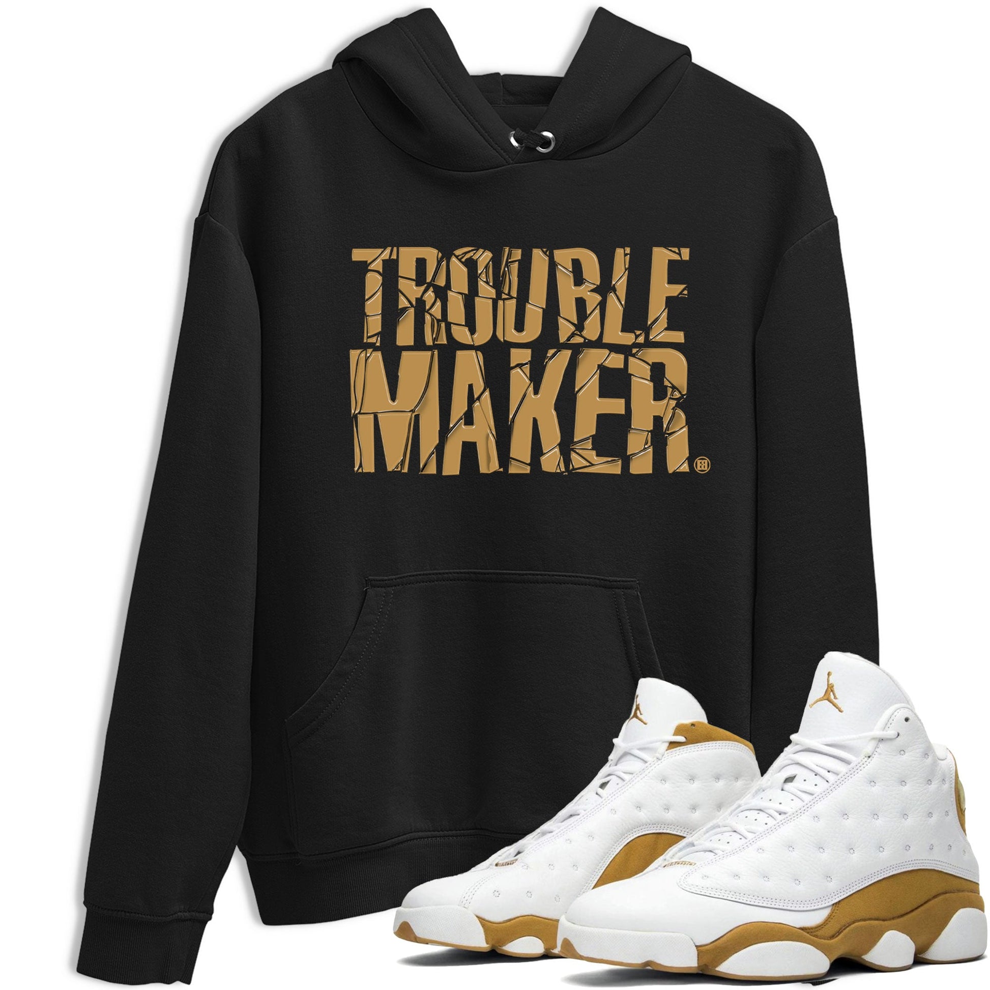 13s Wheat shirt to match jordans Trouble Maker sneaker release tees Air Jordan 13 Wheat SNRT Sneaker Tees Unisex Streetwear Clothing Black 1 T-Shirt