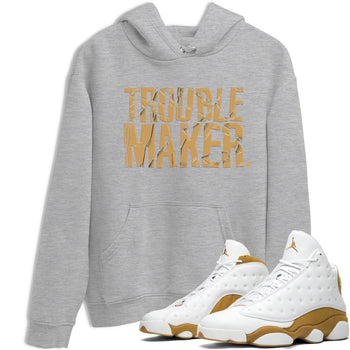 13s Wheat shirt to match jordans Trouble Maker sneaker release tees Air Jordan 13 Wheat SNRT Sneaker Tees Unisex Streetwear Clothing Heather Grey 1 T-Shirt
