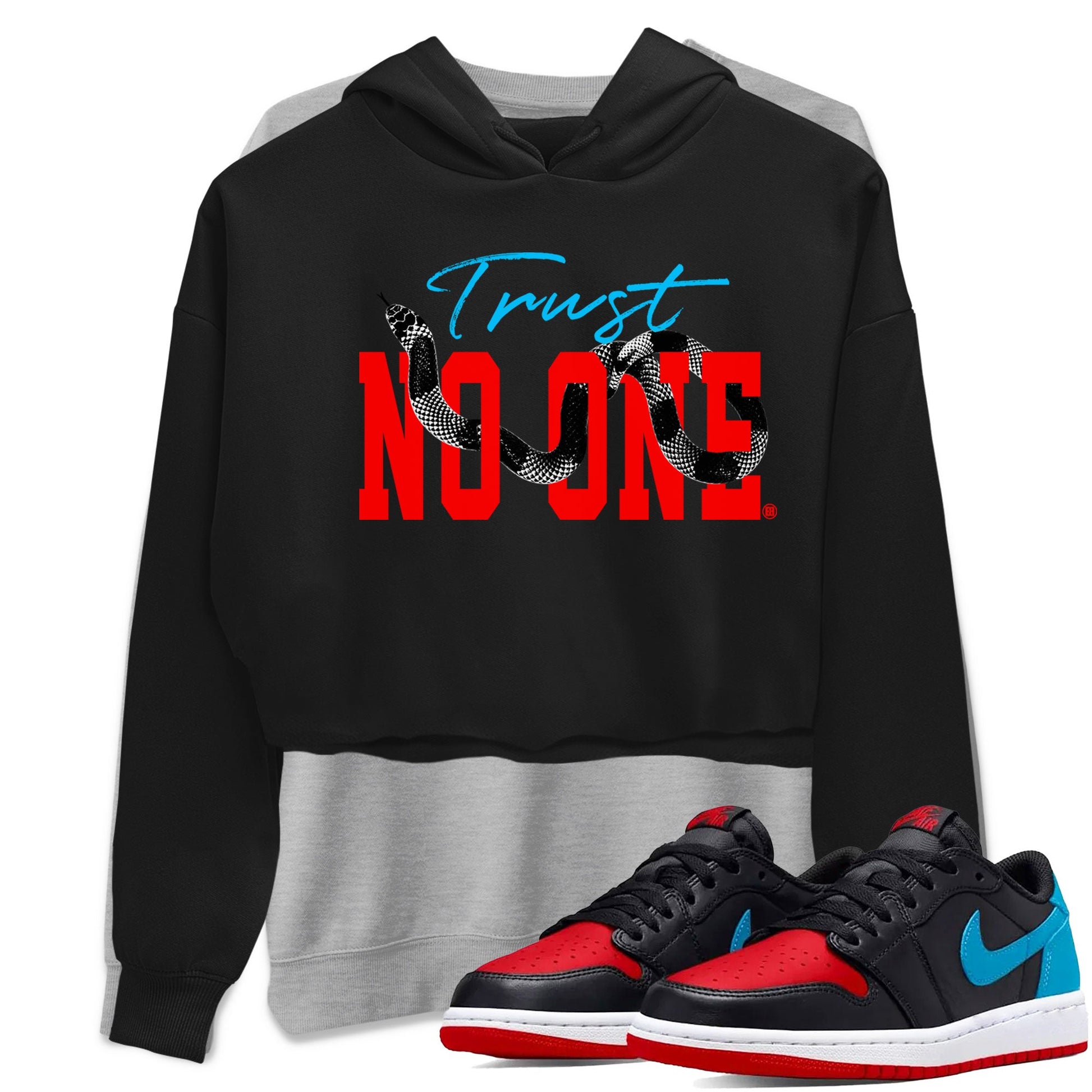 Jordan 1 Low UNC to Chicago shirt to match jordans Trust No One sneaker tees Air Jordan 1 UNC to Chicago SNRT Sneaker Release Tees Unisex Black 2 T-Shirt